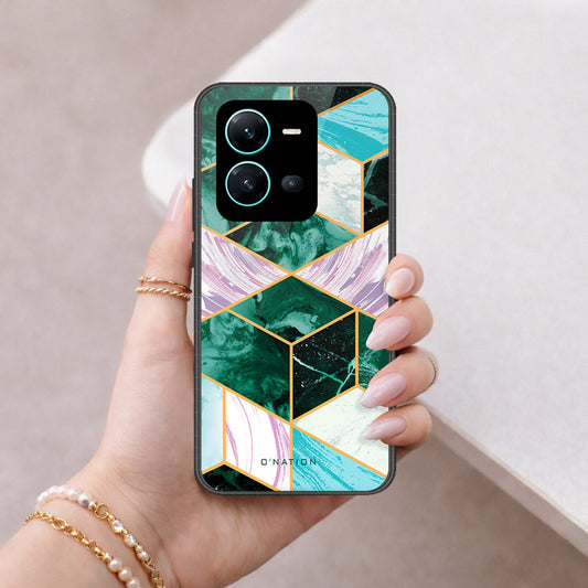 Vivo V25 5G Cover - O'Nation Shades of Marble Series - HQ Ultra Shine Premium Infinity Glass Soft Silicon Borders Case