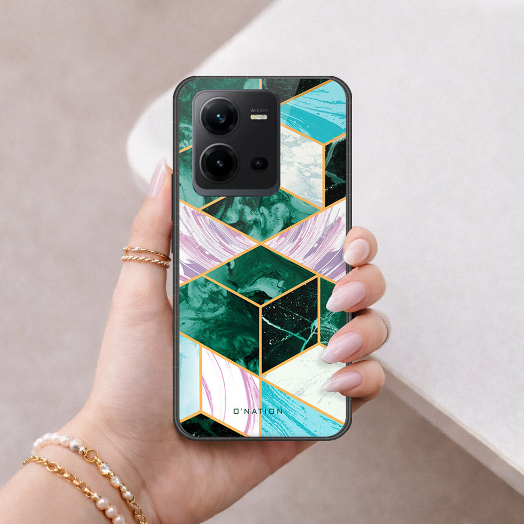 Vivo V25e Cover - O'Nation Shades of Marble Series - HQ Ultra Shine Premium Infinity Glass Soft Silicon Borders Case
