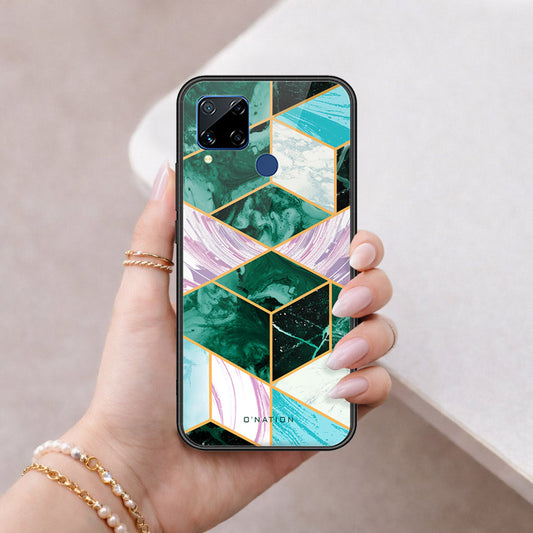 Realme C15 Cover - O'Nation Shades of Marble Series - HQ Ultra Shine Premium Infinity Glass Soft Silicon Borders Case