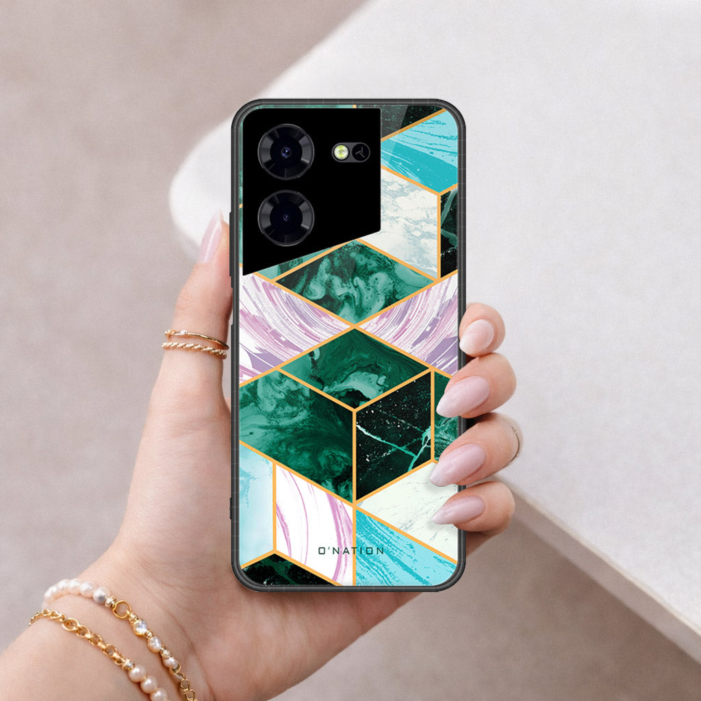 Tecno Pova 5 Pro Cover - O'Nation Shades of Marble Series - HQ Ultra Shine Premium Infinity Glass Soft Silicon Borders Case