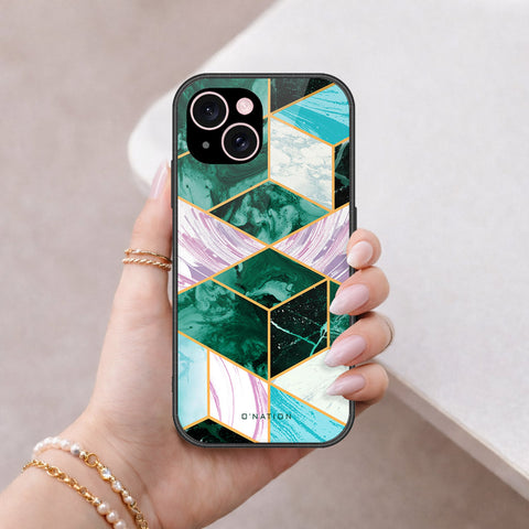 iPhone 15 Plus Cover - O'Nation Shades of Marble Series - HQ Ultra Shine Premium Infinity Glass Soft Silicon Borders Case
