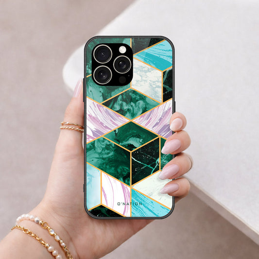 IPhone 15 Pro Max Cover - O'Nation Shades of Marble Series - HQ Ultra Shine Premium Infinity Glass Soft Silicon Borders Case