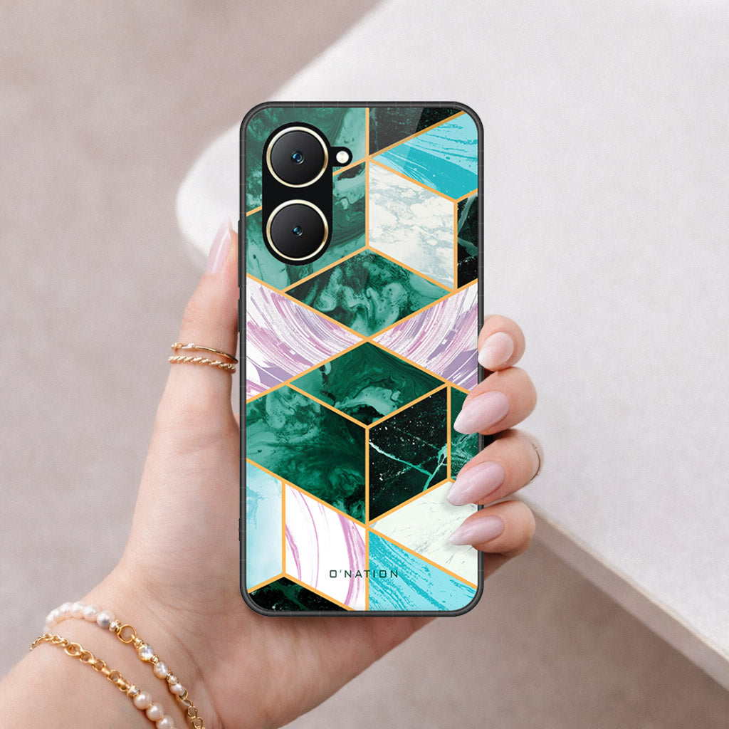 Vivo Y03 Cover - O'Nation Shades of Marble Series - HQ Ultra Shine Premium Infinity Glass Soft Silicon Borders Case