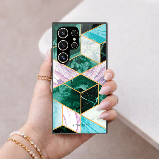 Samsung Galaxy S24 Ultra Cover - O'Nation Shades of Marble Series - HQ Ultra Shine Premium Infinity Glass Soft Silicon Borders Case