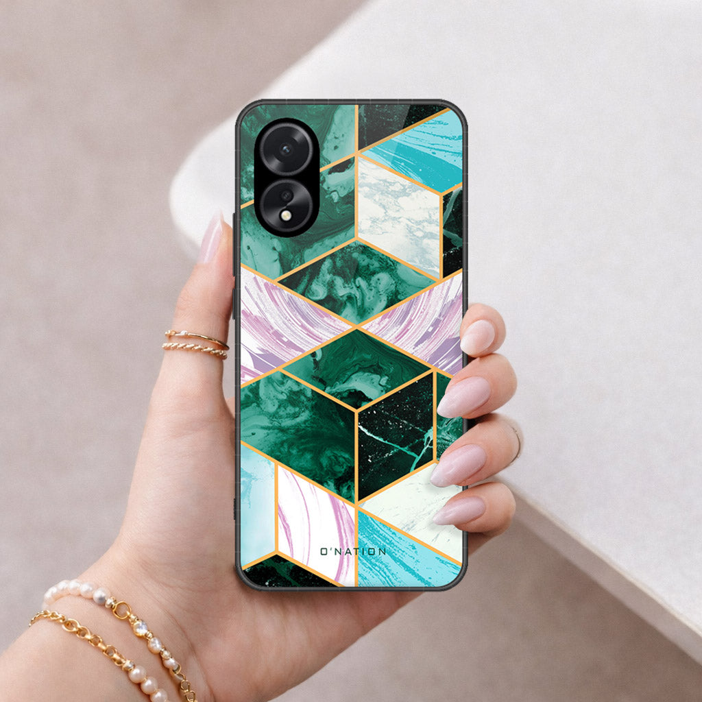 Oppo A18 Cover - O'Nation Shades of Marble Series - HQ Ultra Shine Premium Infinity Glass Soft Silicon Borders Case