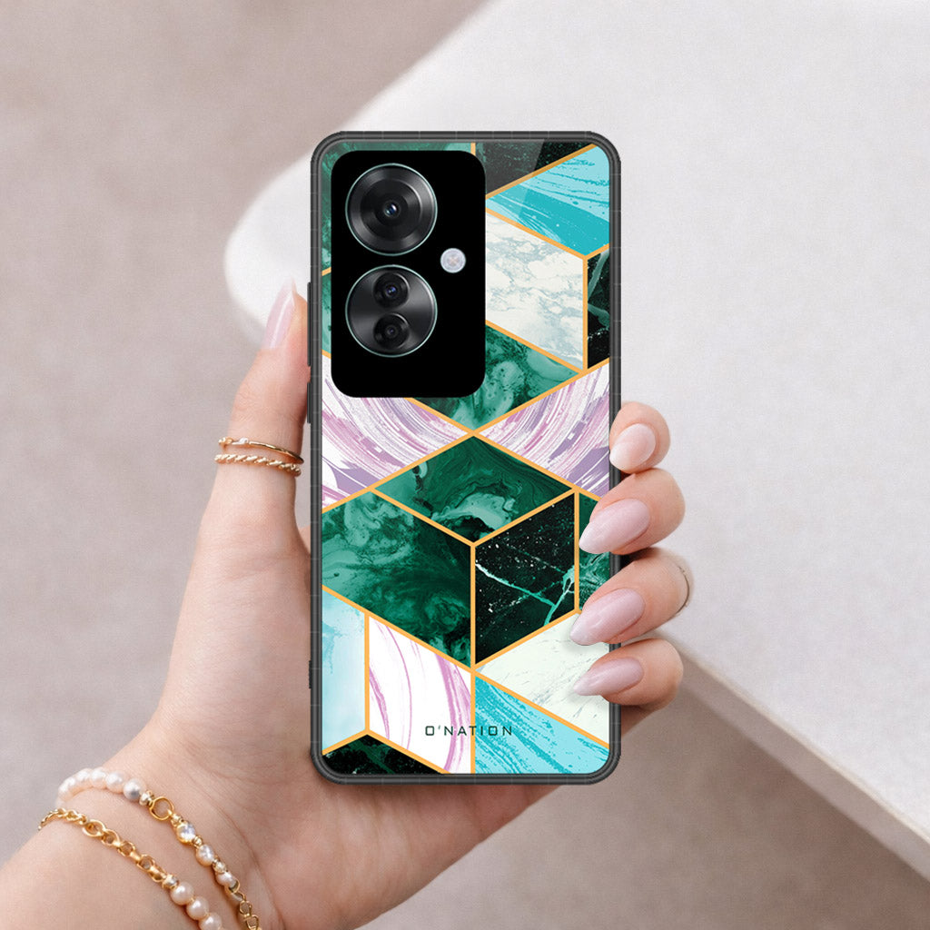 Oppo Reno 11F 5G Cover - O'Nation Shades of Marble Series - HQ Ultra Shine Premium Infinity Glass Soft Silicon Borders Case