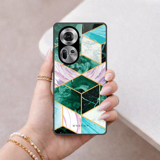 Oppo Reno 11 5G Cover - O'Nation Shades of Marble Series - HQ Ultra Shine Premium Infinity Glass Soft Silicon Borders Case
