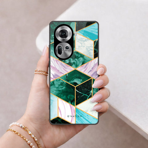 Oppo Reno 11 5G Cover - O'Nation Shades of Marble Series - HQ Ultra Shine Premium Infinity Glass Soft Silicon Borders Case
