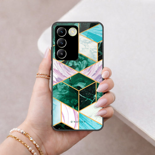 Vivo Y100 4G Cover - O'Nation Shades of Marble Series - HQ Ultra Shine Premium Infinity Glass Soft Silicon Borders Case