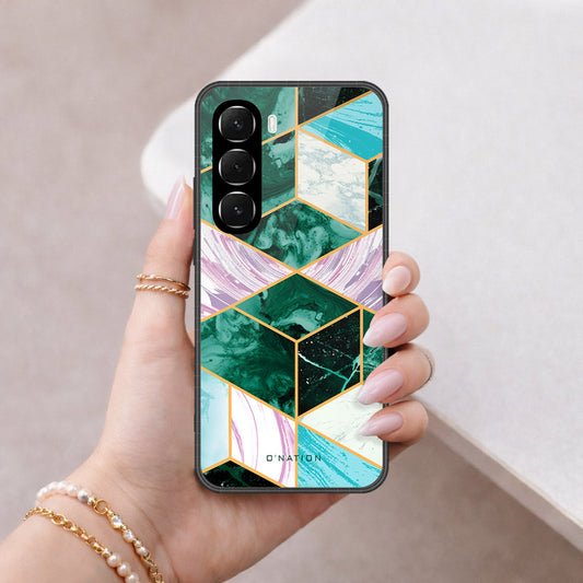 Infinix Hot 60i 4G Cover - O'Nation Shades of Marble Series - HQ Ultra Shine Premium Infinity Glass Soft Silicon Borders Case