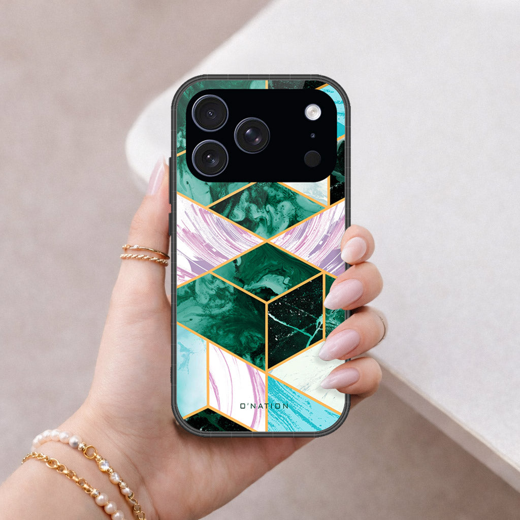 iPhone 18 Pro - O'Nation Shades of Marble Series - HQ Ultra Shine Premium Infinity Glass Soft Silicon Borders Case