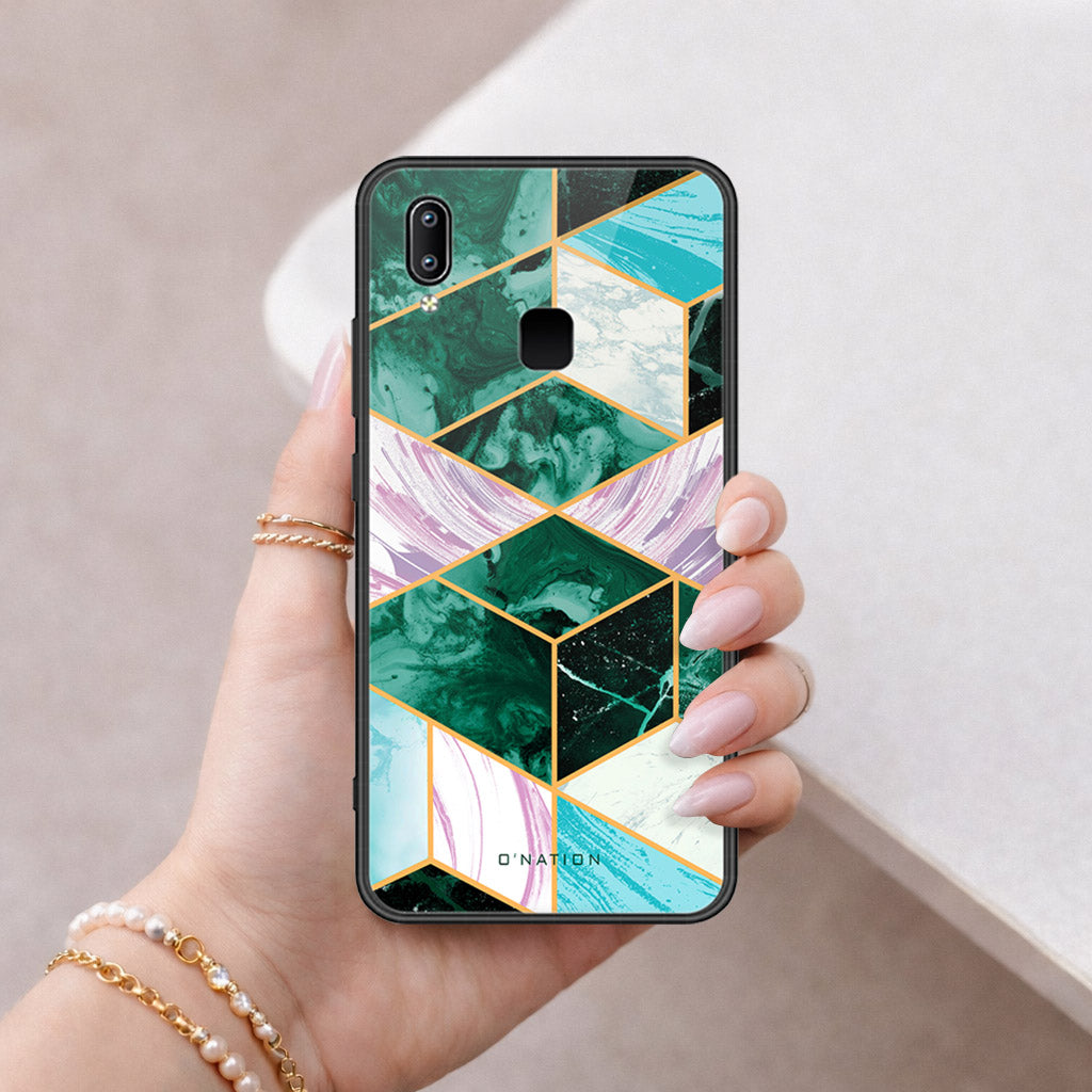 Vivo Y95 Cover - O'Nation Shades of Marble Series - HQ Ultra Shine Premium Infinity Glass Soft Silicon Borders Case
