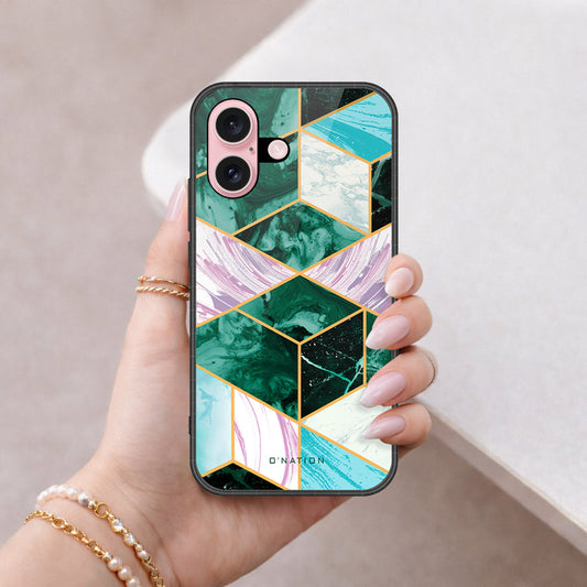 iPhone 16 - O'Nation Shades of Marble Series - HQ Ultra Shine Premium Infinity Glass Soft Silicon Borders Case