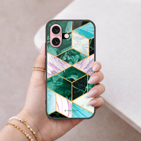 iPhone 16 - O'Nation Shades of Marble Series - HQ Ultra Shine Premium Infinity Glass Soft Silicon Borders Case