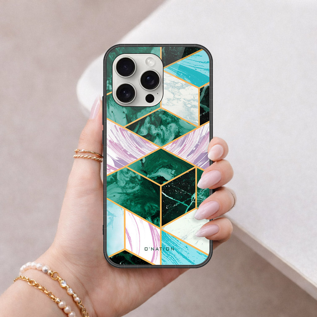 iPhone 16 Pro Max - O'Nation Shades of Marble Series - HQ Ultra Shine Premium Infinity Glass Soft Silicon Borders Case