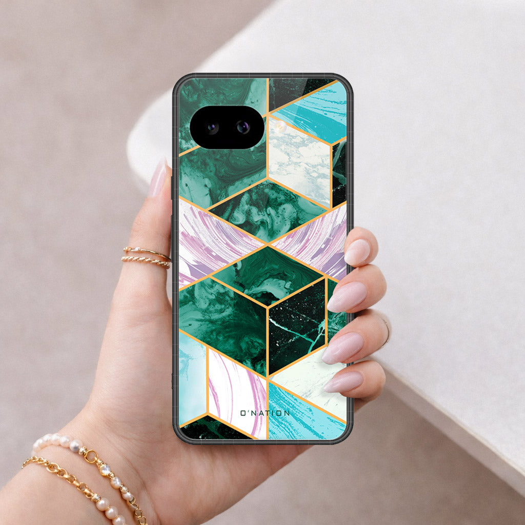 Google Pixel 9a Cover - O'Nation Shades of Marble Series - HQ Ultra Shine Premium Infinity Glass Soft Silicon Borders Case