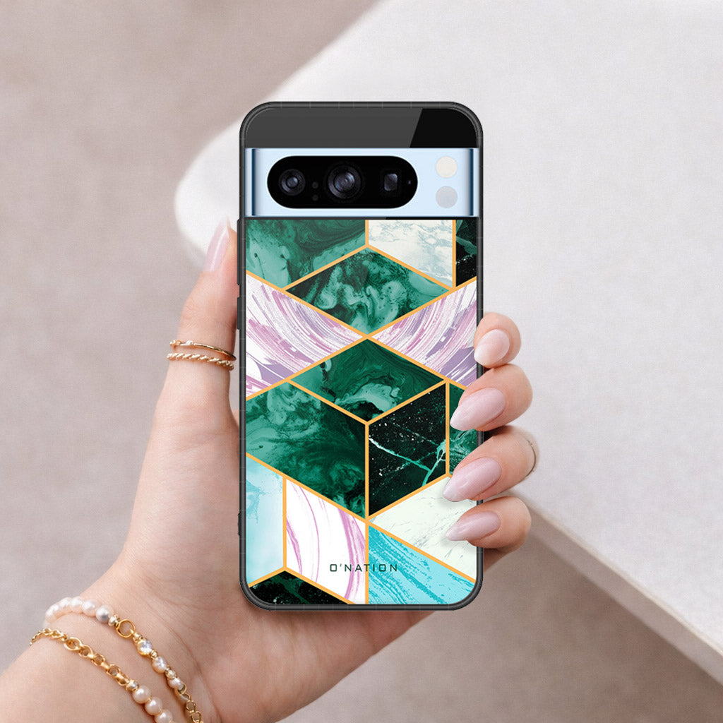 Google Pixel 8 Pro Cover - O'Nation Shades of Marble Series - HQ Ultra Shine Premium Infinity Glass Soft Silicon Borders Case