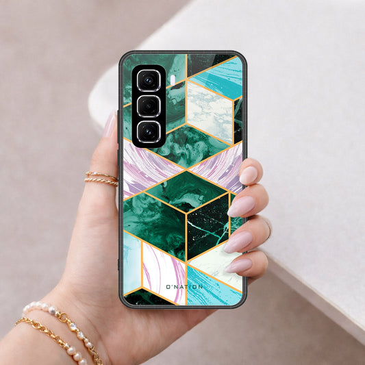 Infinix Hot 50 Pro Plus Cover - O'Nation Shades of Marble Series - HQ Ultra Shine Premium Infinity Glass Soft Silicon Borders Case