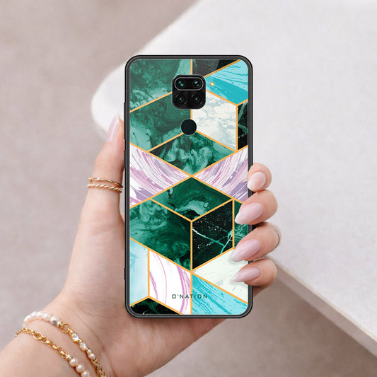 Xiaomi Redmi Note 9 Cover - O'Nation Shades of Marble Series - HQ Ultra Shine Premium Infinity Glass Soft Silicon Borders Case