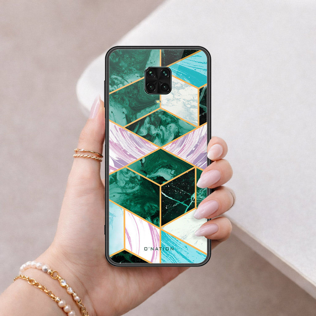 Xiaomi Redmi Note 9S Cover - O'Nation Shades of Marble Series - HQ Ultra Shine Premium Infinity Glass Soft Silicon Borders Case