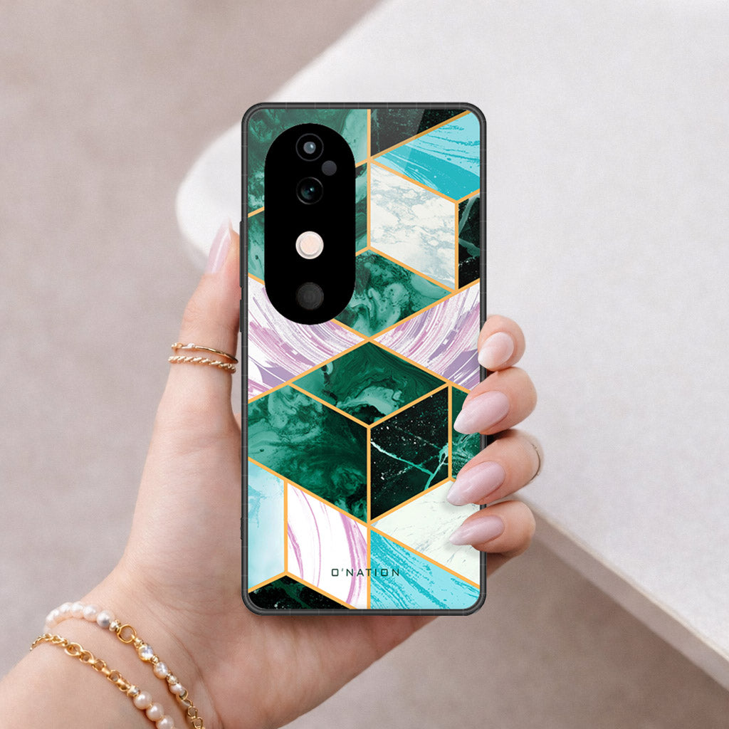 Vivo S19 Cover - O'Nation Shades of Marble Series - HQ Ultra Shine Premium Infinity Glass Soft Silicon Borders Case