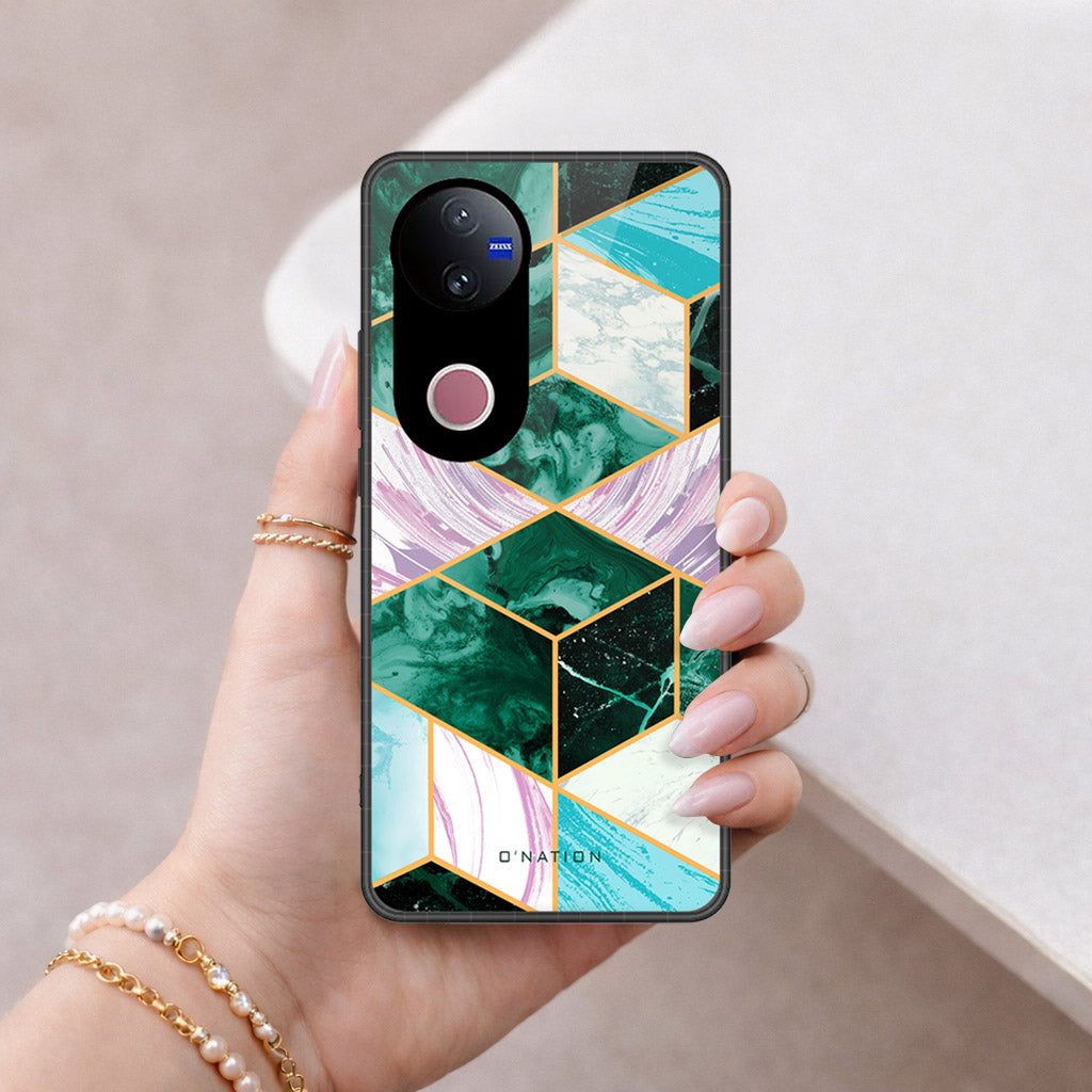 Vivo iQOO Z10R (india)  Cover - O'Nation Shades of Marble Series - HQ Ultra Shine Premium Infinity Glass Soft Silicon Borders Case