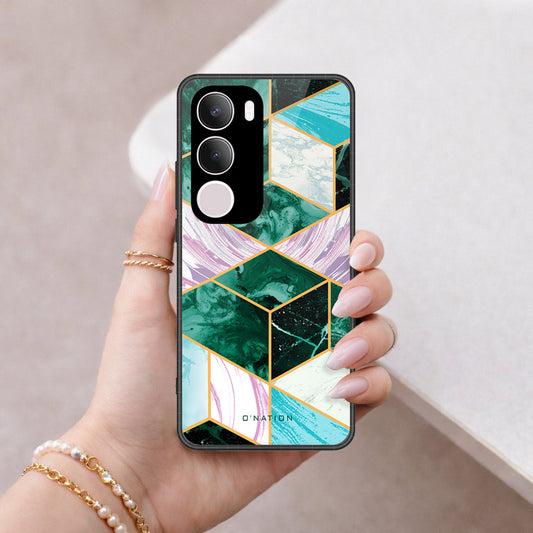 Vivo Y19s Cover - O'Nation Shades of Marble Series - HQ Ultra Shine Premium Infinity Glass Soft Silicon Borders Case