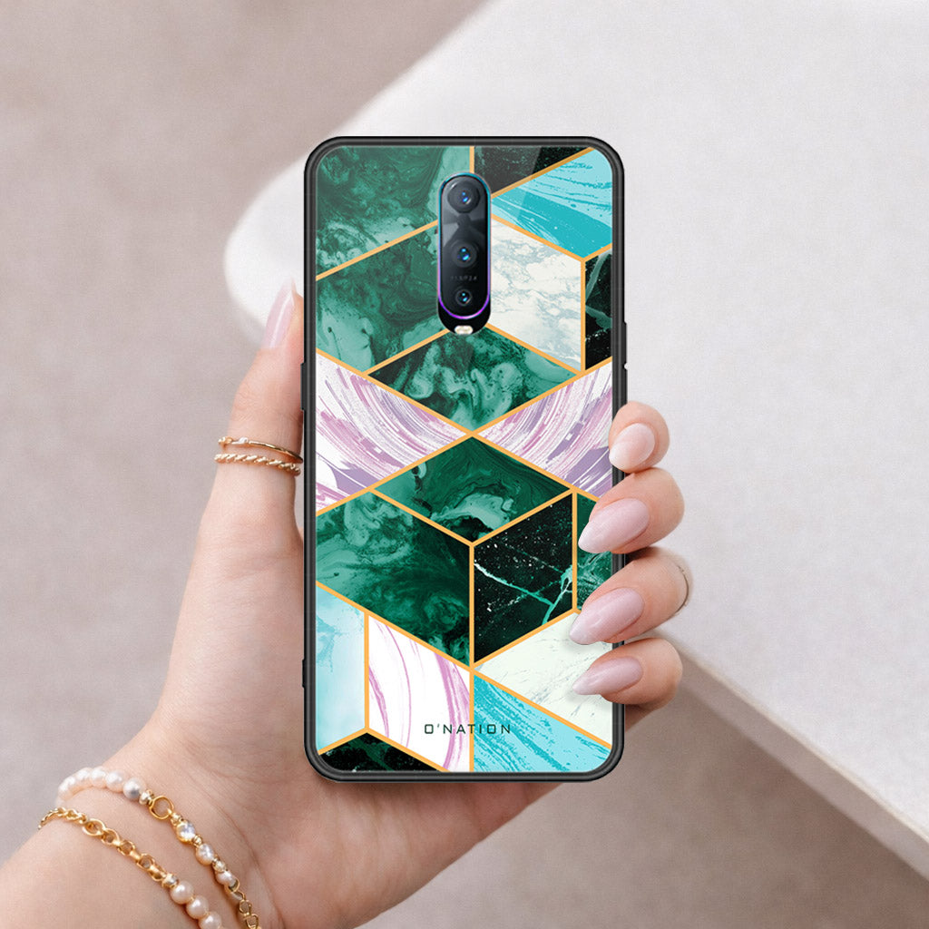Oppo R17 Pro Cover - O'Nation Shades of Marble Series - HQ Ultra Shine Premium Infinity Glass Soft Silicon Borders Case