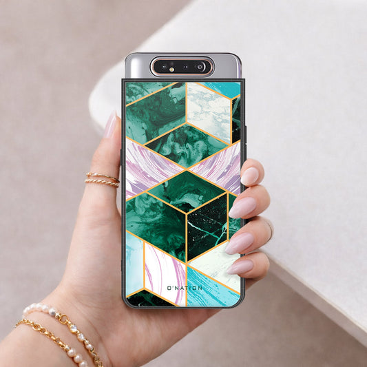 Samsung Galaxy A80 Cover - O'Nation Shades of Marble Series - HQ Ultra Shine Premium Infinity Glass Soft Silicon Borders Case