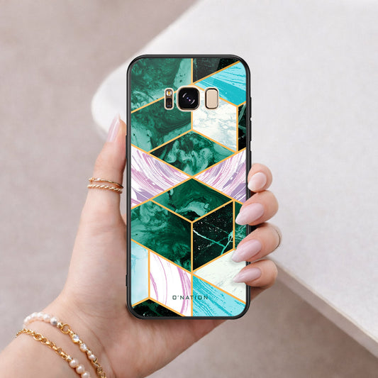 Samsung Galaxy S8 Plus Cover - O'Nation Shades of Marble Series - HQ Ultra Shine Premium Infinity Glass Soft Silicon Borders Case