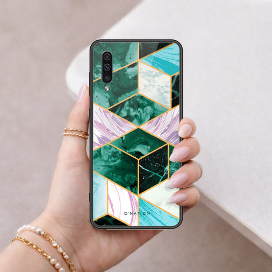 Samsung Galaxy A50 Cover - O'Nation Shades of Marble Series - HQ Ultra Shine Premium Infinity Glass Soft Silicon Borders Case