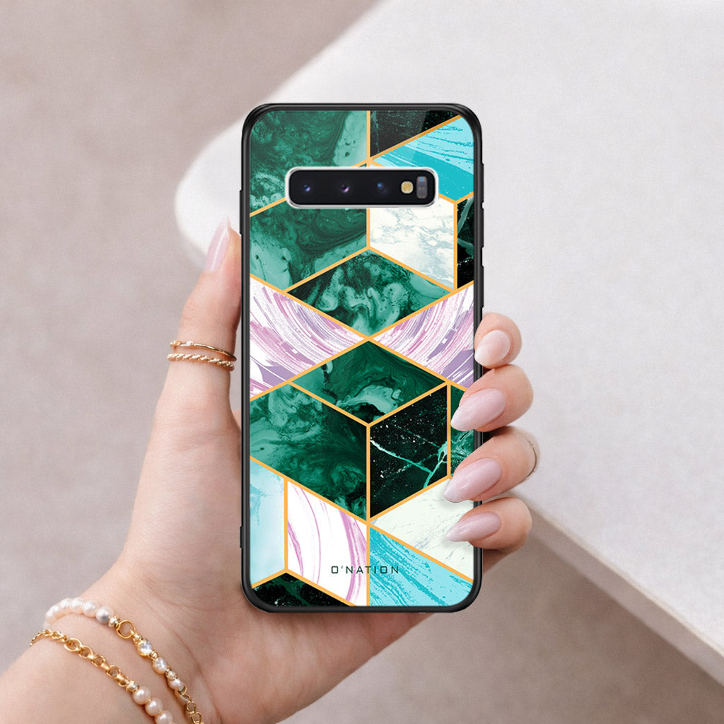Samsung Galaxy S10 Cover - O'Nation Shades of Marble Series - HQ Ultra Shine Premium Infinity Glass Soft Silicon Borders Case