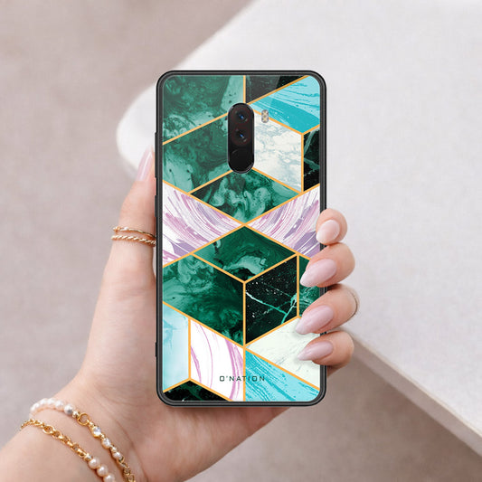 Xiaomi Pocophone F1 Cover - O'Nation Shades of Marble Series - HQ Ultra Shine Premium Infinity Glass Soft Silicon Borders Case