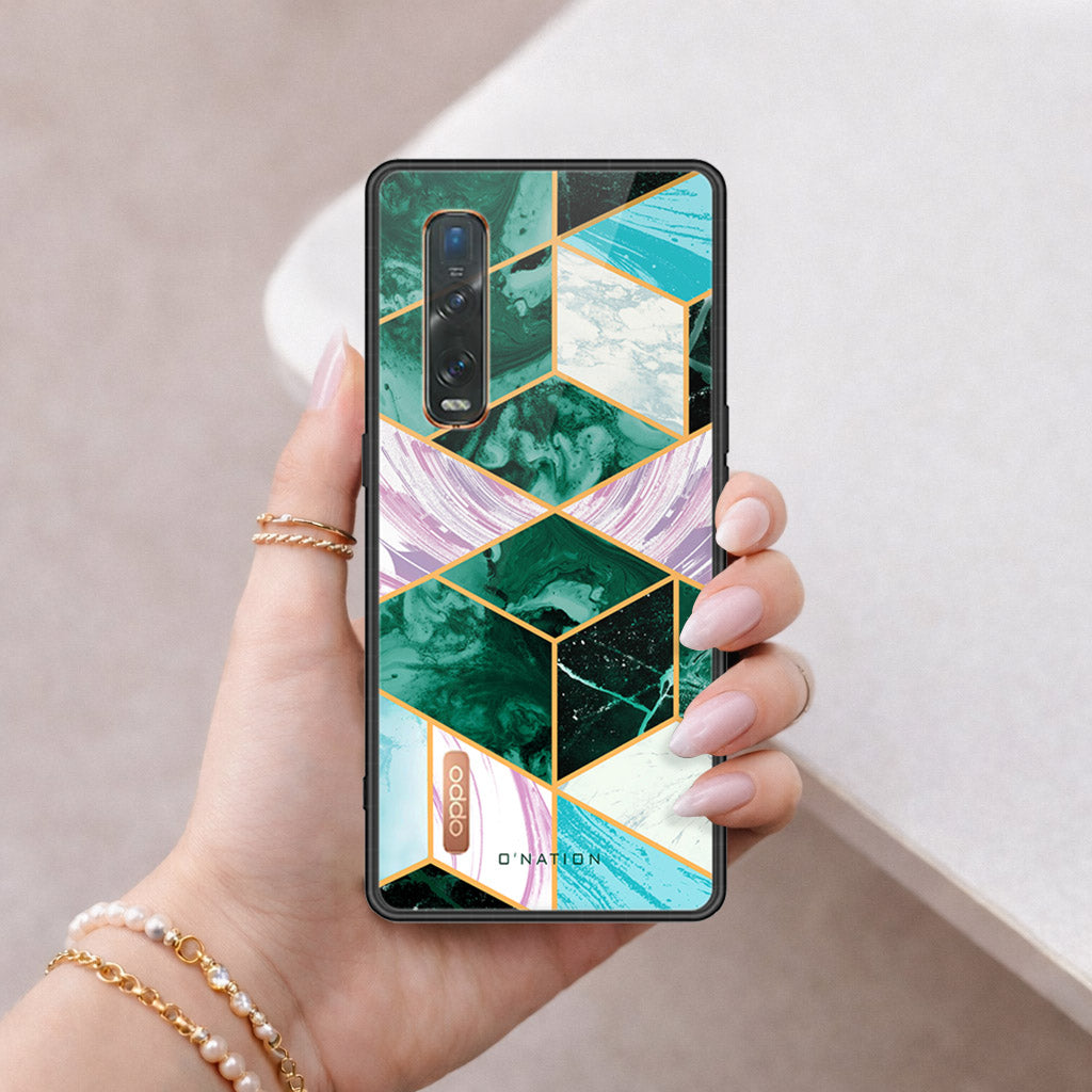 Oppo Find X2 Pro Cover - O'Nation Shades of Marble Series - HQ Ultra Shine Premium Infinity Glass Soft Silicon Borders Case