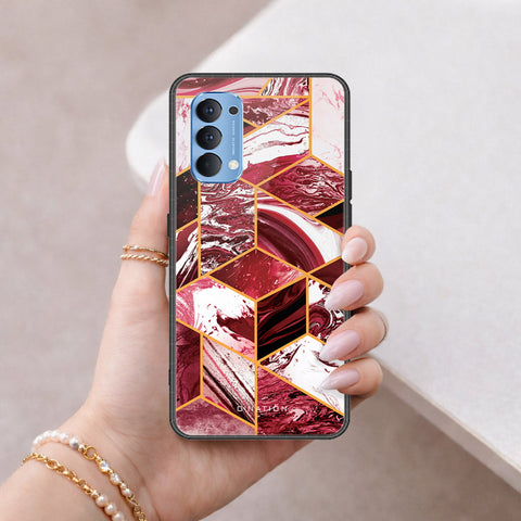 Oppo Reno 4 Cover - O'Nation Shades of Marble Series - HQ Ultra Shine Premium Infinity Glass Soft Silicon Borders Case