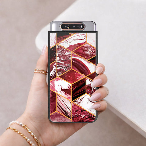 Samsung Galaxy A80 Cover - O'Nation Shades of Marble Series - HQ Ultra Shine Premium Infinity Glass Soft Silicon Borders Case