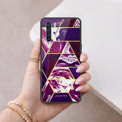 Oppo F15 Cover - O'Nation Shades of Marble Series - HQ Ultra Shine Premium Infinity Glass Soft Silicon Borders Case