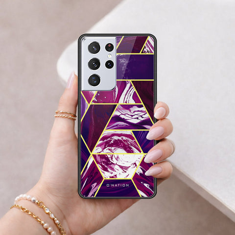 Samsung Galaxy S21 Ultra 5G Cover - O'Nation Shades of Marble Series - HQ Ultra Shine Premium Infinity Glass Soft Silicon Borders Case