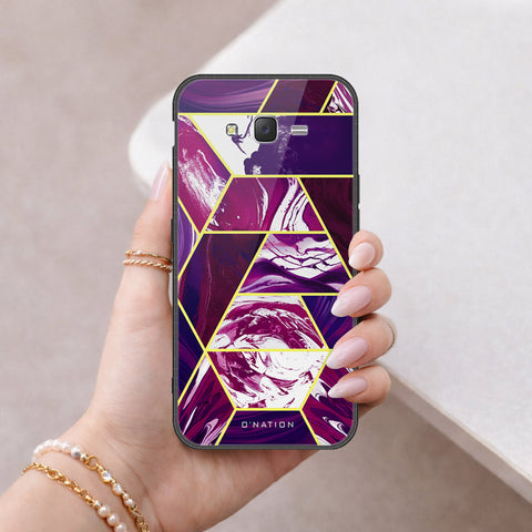 Samsung Galaxy J7 2015 Cover - O'Nation Shades of Marble Series - HQ Ultra Shine Premium Infinity Glass Soft Silicon Borders Case
