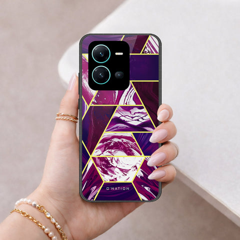 Vivo V25 5G Cover - O'Nation Shades of Marble Series - HQ Ultra Shine Premium Infinity Glass Soft Silicon Borders Case