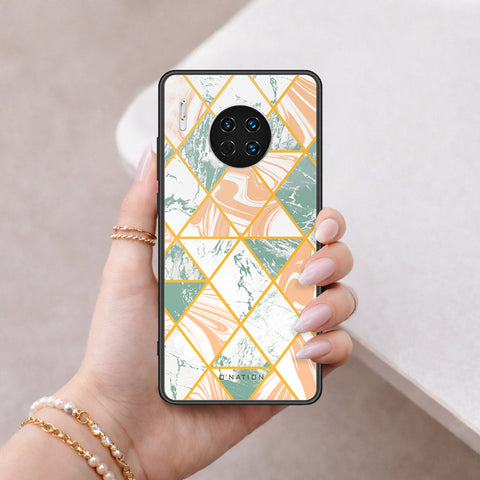 Huawei Mate 30 Cover - O'Nation Shades of Marble Series - HQ Ultra Shine Premium Infinity Glass Soft Silicon Borders Case