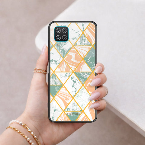 Samsung Galaxy A12 Cover - O'Nation Shades of Marble Series - HQ Ultra Shine Premium Infinity Glass Soft Silicon Borders Case