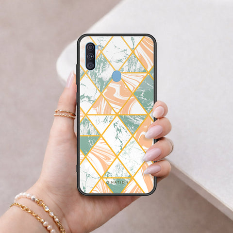 Samsung Galaxy A11 Cover - O'Nation Shades of Marble Series - HQ Ultra Shine Premium Infinity Glass Soft Silicon Borders Case