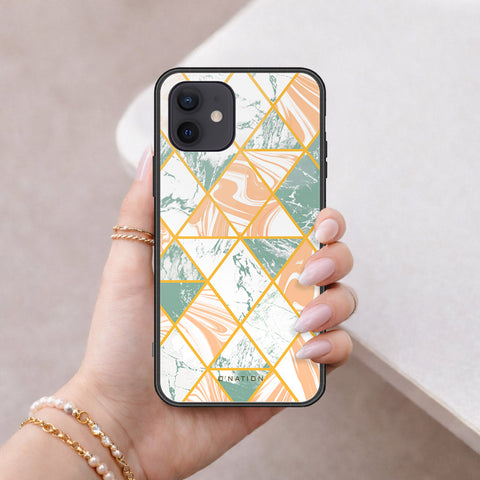 iPhone 12 - O'Nation Shades of Marble Series - HQ Ultra Shine Premium Infinity Glass Soft Silicon Borders Case