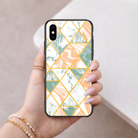 iPhone XS / X - O'Nation Shades of Marble Series - HQ Ultra Shine Premium Infinity Glass Soft Silicon Borders Case
