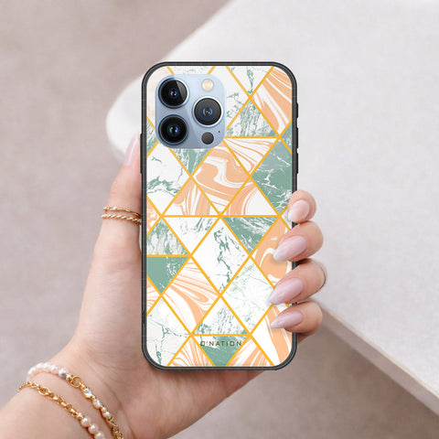 iPhone 13 Pro Cover - O'Nation Shades of Marble Series - HQ Ultra Shine Premium Infinity Glass Soft Silicon Borders Case