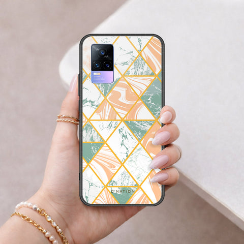 Vivo V21e Cover - O'Nation Shades of Marble Series - HQ Ultra Shine Premium Infinity Glass Soft Silicon Borders Case