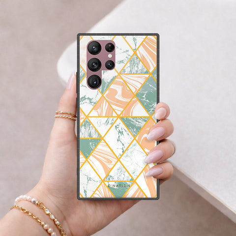 Samsung Galaxy S22 Ultra 5G Cover - O'Nation Shades of Marble Series - HQ Ultra Shine Premium Infinity Glass Soft Silicon Borders Case