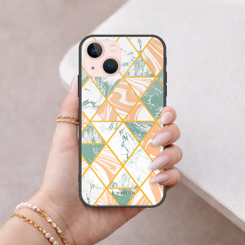 iPhone 14 - O'Nation Shades of Marble Series - HQ Ultra Shine Premium Infinity Glass Soft Silicon Borders Case