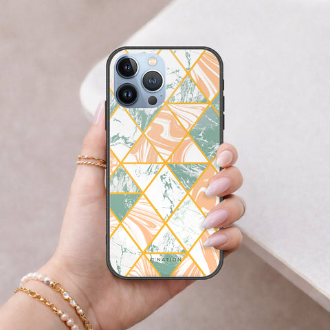 iPhone 14 Pro Cover - O'Nation Shades of Marble Series - HQ Ultra Shine Premium Infinity Glass Soft Silicon Borders Case